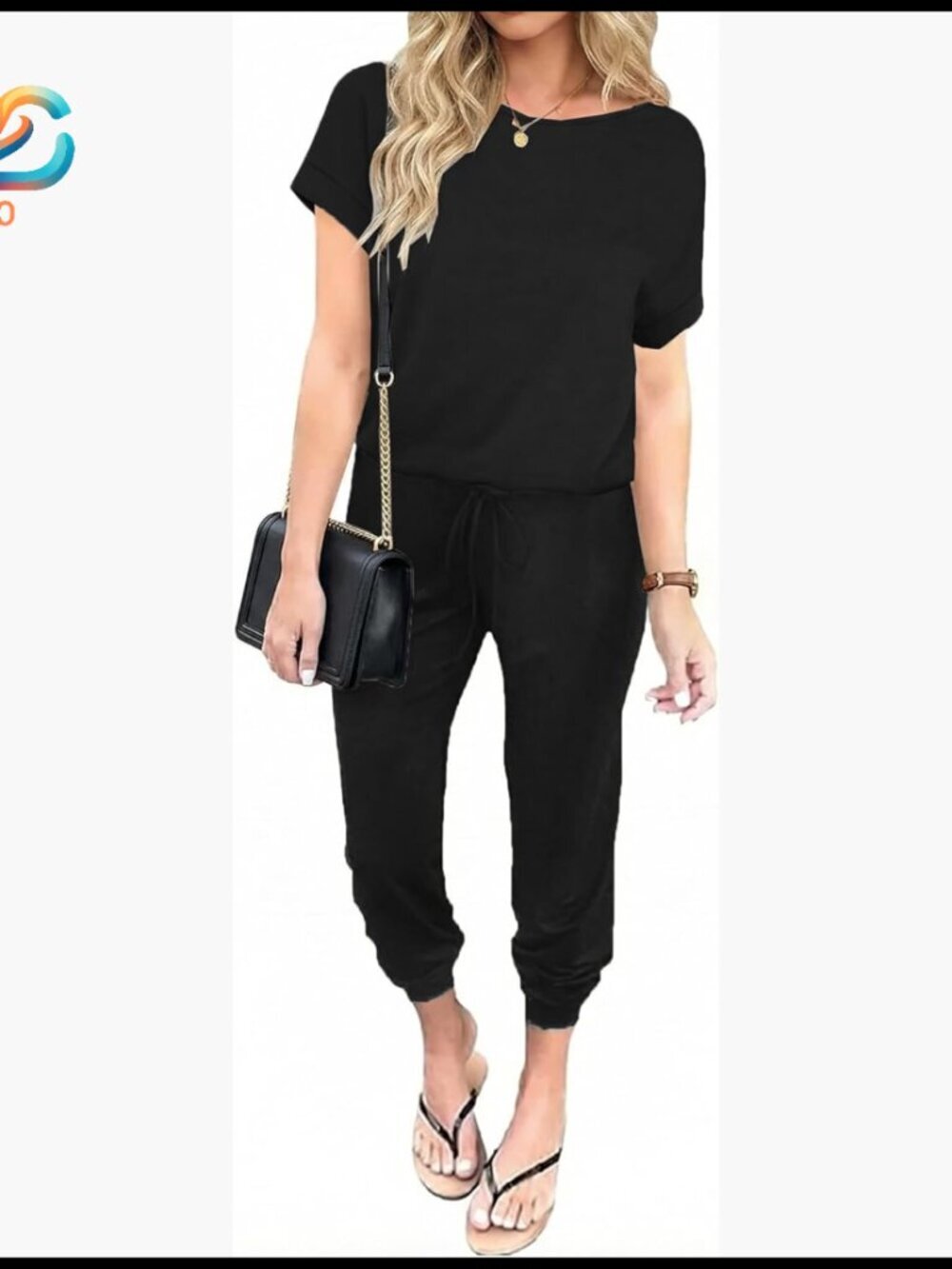 Large Soft Polyester Jumpsuit with Pockets, Adjustable Drawstring, Casual
